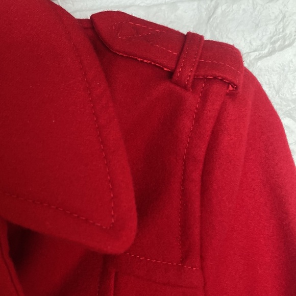 INC International Concepts Red Wool Coat XS Collar details +gold buttons pockets - Picture 10 of 16